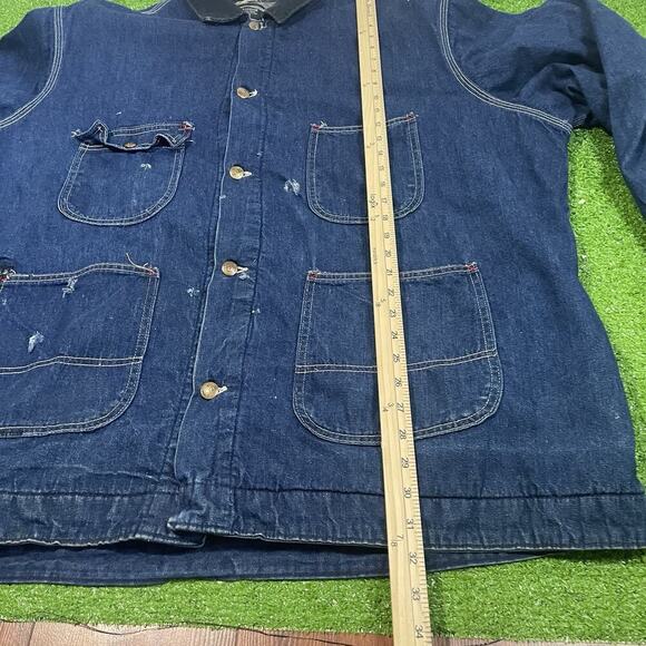 VTG Sears‎ Jacket 3XL Blue Work Leisure Blanket Lined Barn Chore Coat Distressed - Picture 8 of 8